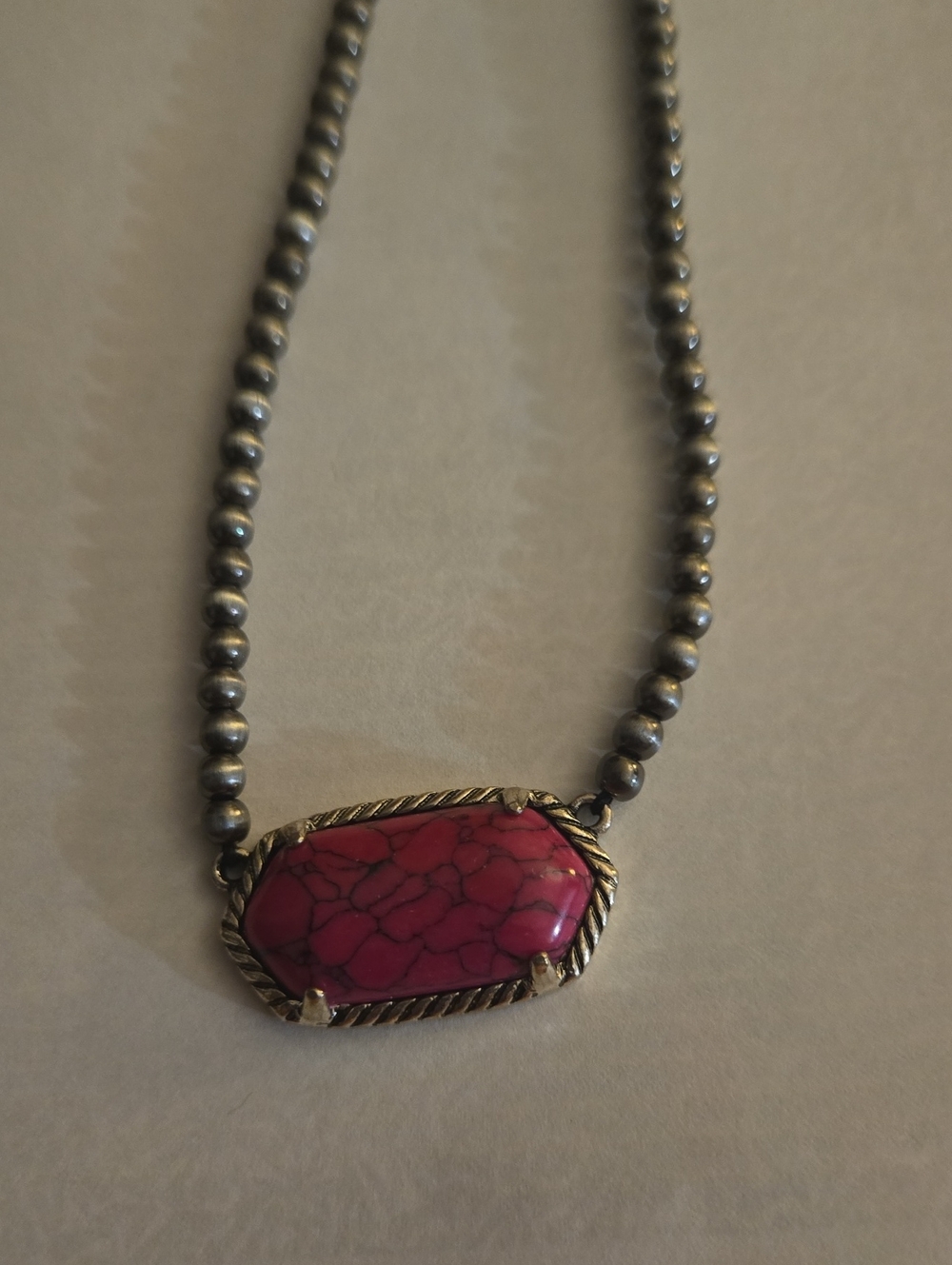 Western Spiny Pink Stone Bead Necklace - Fashion Jewelry